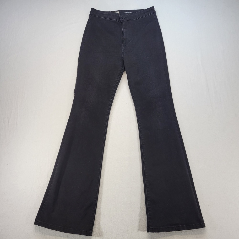 Pilcro Flare Jeans Womens 29 Black High Rise Back Seam Dark Wash Boho Denim